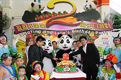 海洋公园为盈盈乐乐举办生日派对庆祝两岁生辰。