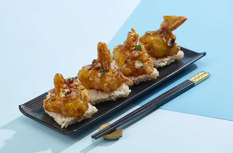 Stir-fried King Prawn with Passion Fruits and Mango