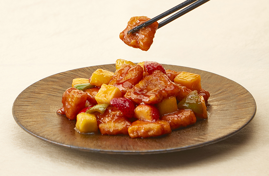 Japanese Kurobuta Pork Belly and Fresh Fruits in Sweet and Sour Sauce